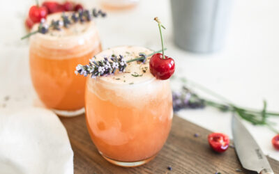 The Prettiest Herbal Cherry Cocktail for National Rosé Day
